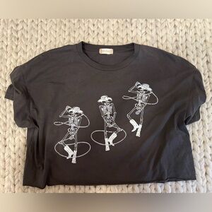 Altar'd State Charcoal skeleton cropped boxy tee